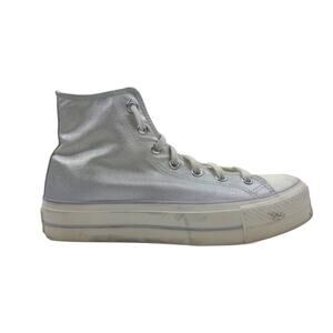 Converse Shoes Womens 9 CTAS Lift Platform‎ Metallic Silver Sneakers 571082C